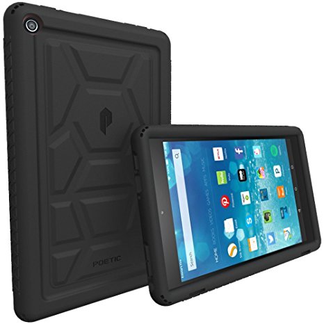 Fire HD 8 Case (6th Generation, 2016 Release) - Poetic Rugged Protective Silicone Case [Corner Protection][Grip][Sound-Amplification][Bottom Air Vents] for All-New Amazon Fire HD 8 (2016 Model) Black