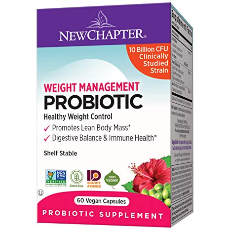 New Chapter Weight Management Probiotic, 60ct, Probiotics for Men & Women with Prebiotics and Probiotics + 100% Vegan + Soy Free + Non-GMO