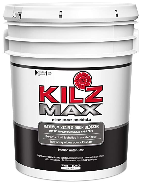 KILZ MAX Maximum Stain and Odor Blocking Interior Latex Primer/Sealer, White, 5 gallon