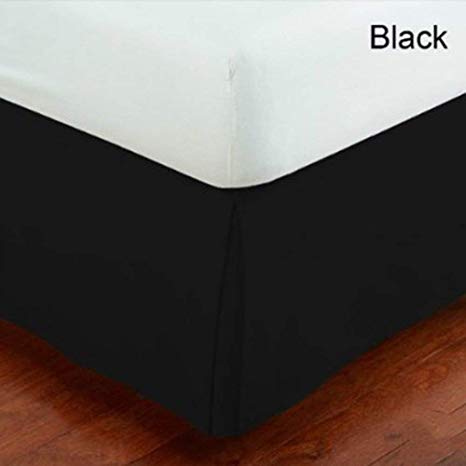 Fancy Collection Easy Care Bed Skirt Microfiber Drop Bed Skirt Solid New (Black, Queen)