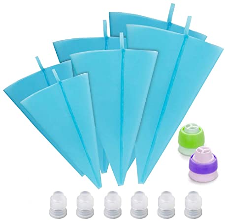 Cake-Decorating-Supplies Reusable Silicone Pastry Bags - 6 Pack Piping Bags Frosting Bags 12 inch 14 inch 16 inch
