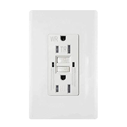 GFCI TR WR Wall Outlet - SECKATECH 15 Amp 125 Volt Tamper Resistant Socket For Standard Wall Receptacle Outlet, Residential Grade, Grounding, with Wall Plates, UL Listed