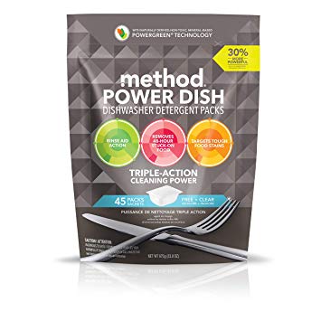 Method Power Dish Dishwasher Detergent Packs, Free   Clear, 45 Count