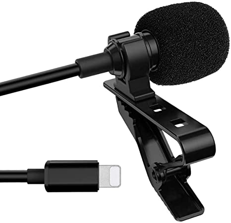 Microphone for Phone, Lavalier Microphone Compatible with Phone 7, 7 Plus, 8, 8 Plus, X, XR, XS, XS Max, 11, 11 Pro, 11 Pro Max(4.92ft)