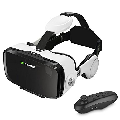 VR Headset, ELEGIANT 3D VR Glasses, Virtual Reality Headset Built-in Headphone with Remote Control, Compatible with iPhone 6 / 6s /6 Plus/5s/5 Samsung S7/S6 and Other 4.0''-6.0'' Smartphones