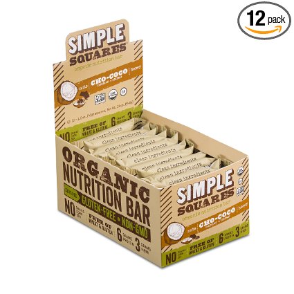 Simple Squares Organic Nutrition and Paleo Bar Chocolate Chip Cho-Coco 16 Ounce Pack of 12