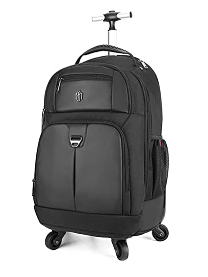 Arctic Hunter Trolley Backpack 45L Rolling Backpack for Travel 4 Wheel Laptop Backpack for 15.6 inch Carry on Trolley Luggage Suitcase for Business Office Travel Water Resistant and Tear Resistant, Black