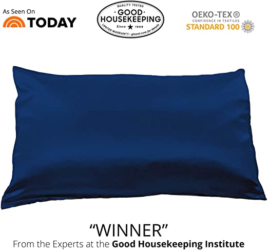 Fishers Finery 25mm 100% Pure Mulberry Silk Pillowcase Good Housekeeping Winner (Navy, Standard)