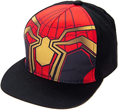 Marvel Spiderman Baseball Cap for Boys, Boys Hat and Fitted Cap, Flatbrim Baseball Spiderman Hat in Red & Marvel Design