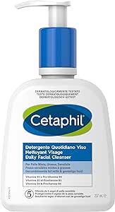 Cetaphil Detergente Viso Quotidiano, Aiuta a Ridurre la Visibilità dei Pori, con Glicerina, Pantenolo e Niacinamide, Non Comedogenico, Formato 237ml