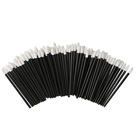 Shintop Disposable Lip Brushes Lipstick Gloss Wands Applicator Perfect Make Up Tool (50pcs Black)