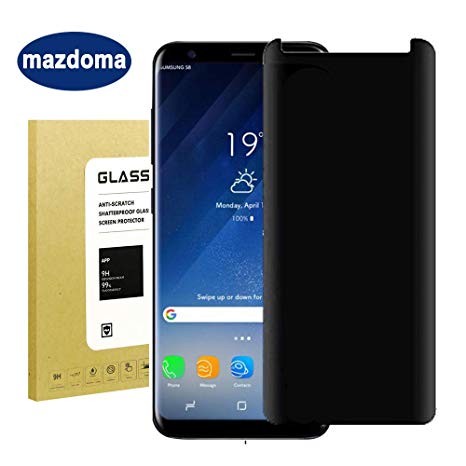 For Samsung Galaxy S8 Screen Protector Privacy Anti-Spy Tempered Glass,mazdoma[9H Hardness][Case Friendly][Full Coverage][3D Touch][Anti-Scratch][Bubble Free]Glass Screen Protector for Galaxy S8(Black