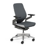 Gesture Chair by Steelcase - Shell Back - Platinum Metallic Frame - Seagull Accents - Platinum Metallic Base - Standard Carpet Casters - Connect Graphite Fabric