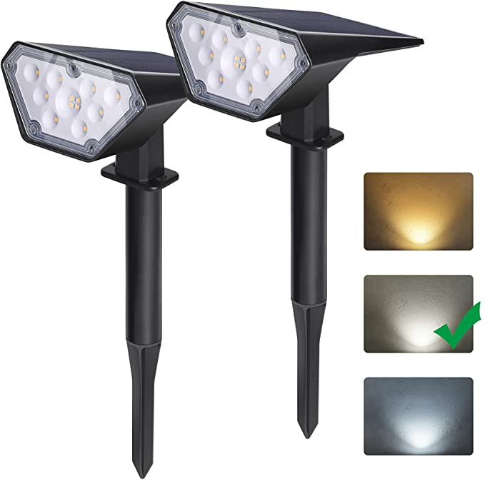 Ankway Solar Foco LED Lámpara Exterior Paquete de 2, Luz del césped IP67 Impermeable al Aire Libre para la iluminación del Paisaje Terraza, Jardín, Césped, Patio, Caminos