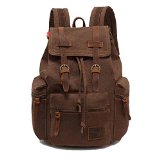 Mona Vintage Retro Canvas Backpack for CampingSchoolHikingTravel Casual Leather Bags for both Women and Men Bookbag for Teen Girls and BoysCoffee Color