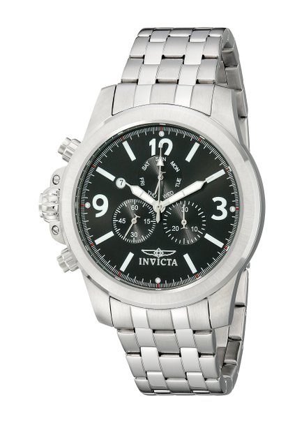Invicta Men's 10054 Specialty Lefty Chronograph Black Dial Stainless Steel Watch