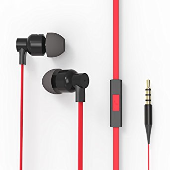 FOU In-Ear Earbuds Earphone with Microphone Stereo Earphones Universal 3.5mm Metal Headphones for All Mobile Phone and PC Computer - Black