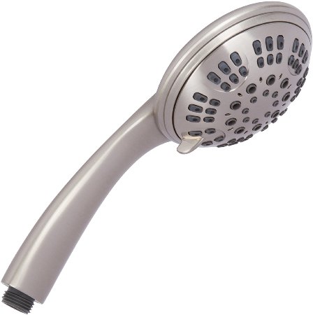 Aqua Elegante 6 Function Handheld Shower Head - Best High Pressure, Adjustable Hand Held Showerhead - Brushed Nickel
