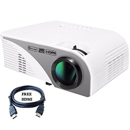 HD Projector,Dihome LCD LED 1200 Lumens Mini Projector Multimedia Home Theater Projector USB/AV/SD/HDMI/VGA with free HDMI Cable -White