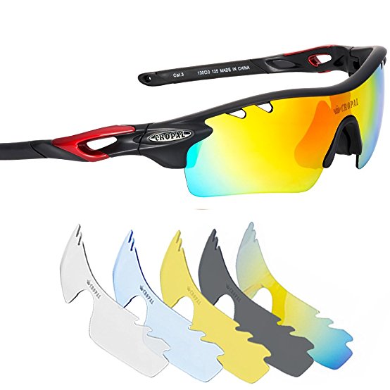 CROPAL Sports Sunglasses, Polarized Baseball Sunglasses for Cycling, Running, Driving