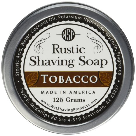 WSP Rustic Shaving Soap 4.4 Oz in Tin Artisan Made in America Using Vegan Natural Ingredients (Tobacco)
