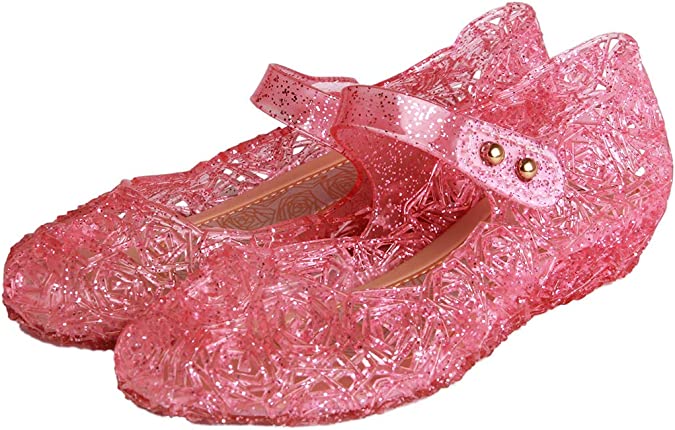 GUGUYeah Princess Costumes Jelly Flats Shoes, Cosplay Birthday Party Dress Up Sandals for Little Girls, Toddler or Kids