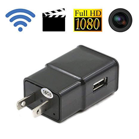 YYCAM 1080P Wifi Remote Control Spy Camera Adapter Hidden Adapter Camera Mini Camcorder Video Recorder Cam Security & Surveillance Cameras with Built in 16GB Memory