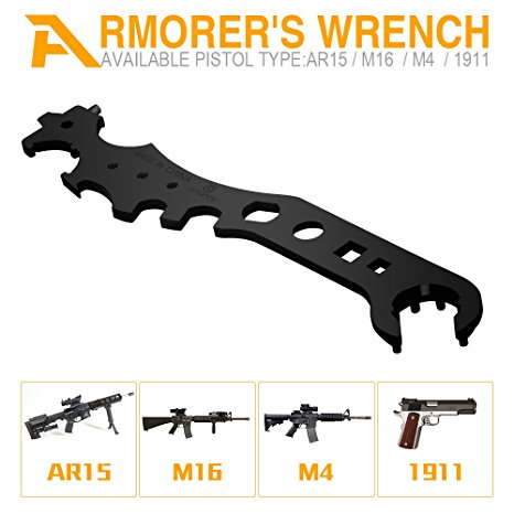 Combo Wrench for AR15 M16 M4 1911 - Multi-Function Barrel Wrench for Various Usage, Gun Wrench Spanner Wrench,Firearm Wrench, Armorers Wrench. Everyday Use as Hammer Beer Opener Muzzle Device