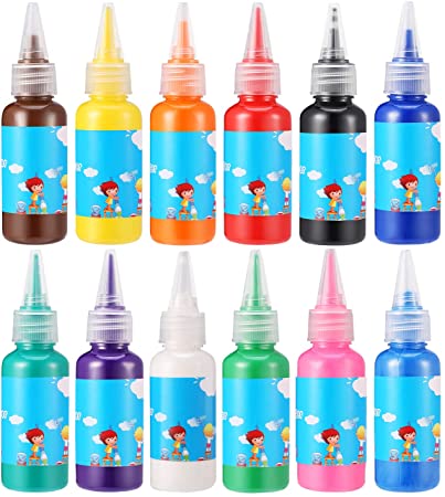 HOMKARE Finger Paints, Non-Toxic and Washable Finger Paints, Ideal for Toddlers and Kids (12 x 1.01 US fl oz./30ml)