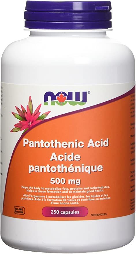 NOW Pantothenic Acid Capsules, 500mg, 250 Count