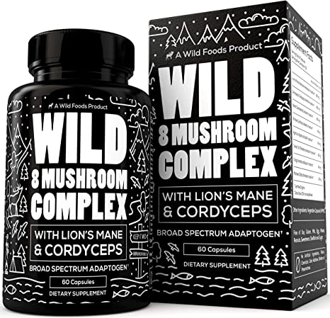 Wild Foods Organic Mushroom Complex - Immune Support & Nootropic Mushroom Supplements with Lions Mane, Cordyceps, Reishi & More for Enhanced Mental Clarity, Focus & Performance - 60 Veggie Capsules