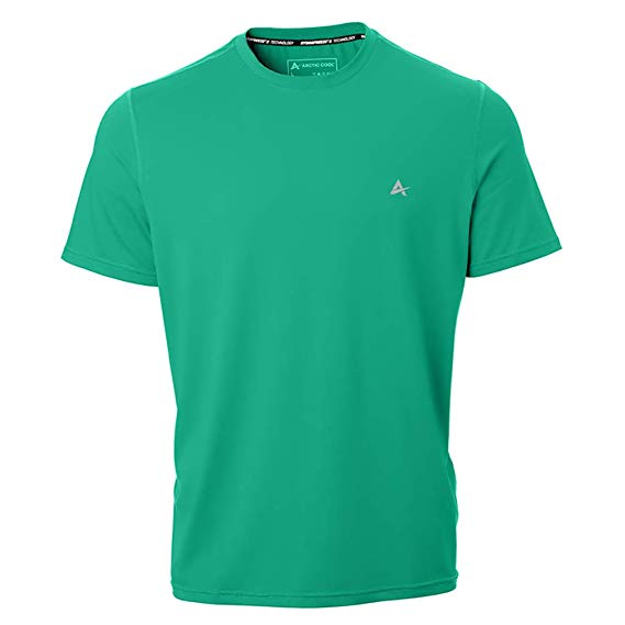 Arctic Cool Men’s Crew Neck Instant Cooling Short Sleeve Shirt Performance Tech Breathable UPF 50  Sun Protection Moisture Wicking Comfortable Athletic Gym Quick Drying