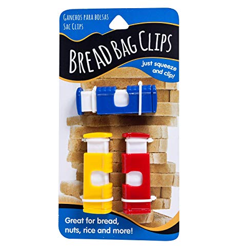 Jacent Squeeze Bread Bag Cinch Clips, Assorted Colors, 3 Count Per Pack - 1 Pack