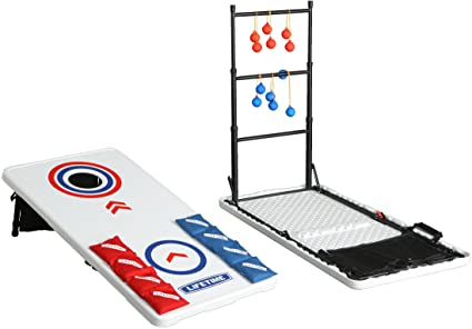 Lifetime Heavy Duty Outdoor Cornhole, Ladderball Game and Table Combo Set, 48 x 24 x 27.5 inches; 48 Pounds