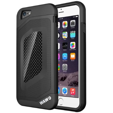 iphone 6 Plus Case - WAWO Sport Luxury Fashion  Carbon Fiber Trim  TPU  PC Double Protection Shell for Apple iphone 6 55 -Black