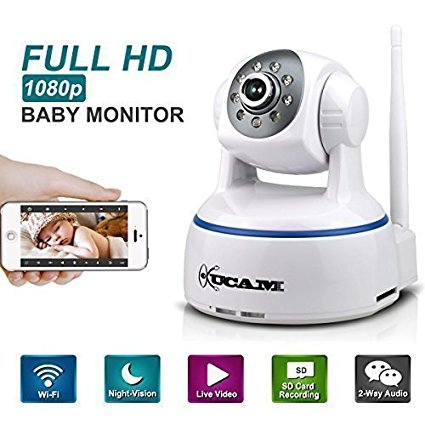 KUCAM 1080P WiFi Wireless IP Security Camera, Pan Tilt Night Vision Baby Monitor Nanny Cam with 2 Way Audio