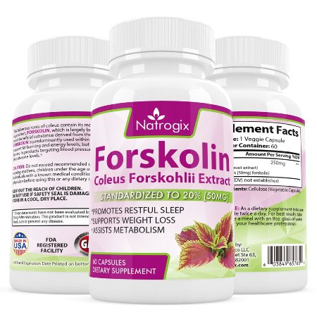 Natrogix Pure Forskolin - Enzyme & Metabolism Multiple to Lose Weight. Best Supplement Recommend without Noticeable Side Effects (60 Capsules)