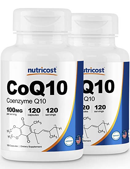 Nutricost CoQ10 (2 Bottles) - 120 Capsules, 100mg, 120 Servings - High Absorption Coenzyme Q10