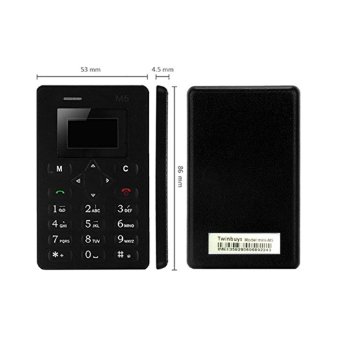 Twinbuys M5 45mm Ultra Thin Fashionable Mini Mobile Positioning Card Phone Micro SIM black
