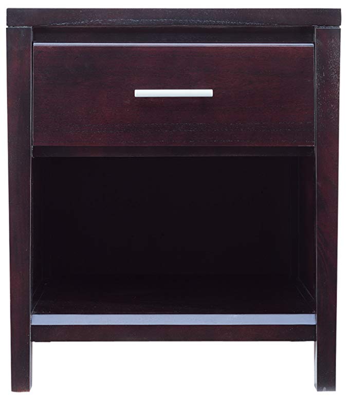 Modus Furniture NV2381 Nevis One Drawer Nightstand, Espresso