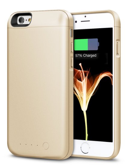 iPhone 6S Plus Battery Case, iPhone 6 Plus Battery Case, HoneyAKE 8000mAh Portable Charger iPhone 6 Plus Extended Battery Backup Charging Case Power Bank for Apple iPhone 6S Plus/6 Plus 5.5-Gold