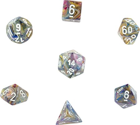 Chessex Dice: Polyhedral 7-Die Festive Dice Set - Carousel with White Numbers