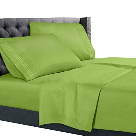 Twin Size Bed Sheets Set Garden Green, Bedding Sheets Set on Amazon, 3-Piece Bed Set, Deep Pockets Fitted Sheet, 100% Luxury Soft Microfiber, Hypoallergenic, Cool & Breathable