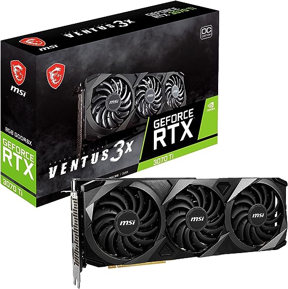 MSI GeForce RTX 3070 Ti Ventus 3X 8G OC, GDDR6X, 1800 MHz PCI Express 4.0, 256-Bit, 1 x HDMI 2.1, 3 x DP 1.4a, 8-pin x2