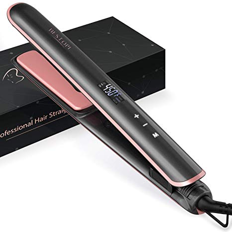 BESTOPE Professional Hair Straightener Touchscreen Ceramic Tourmaline Flat Iron for Hair with Temp Lock Function, Negative Ionic and Adjustable Temperature for All Hair Types 1 Inch