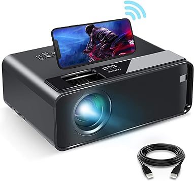 Mini Projector for iPhone【Supported 1080P】, ELEPHAS 2023 WiFi Movie Projector with Synchronize Smartphone Screen, HD Portable Projector Supported 200" Screen, Compatible with Android/iOS/HDMI/USB/VGA