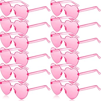 RTBOFY 12 Pcs Heart Sunglasses for Fashion Party Queen Style,Rimless Heart Shaped Sunglasses for Women Party Favor