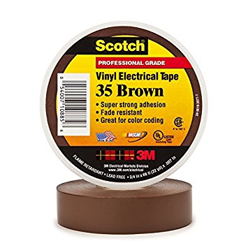 3M Scotch #35 Electrical Tape, Brown, .75-Inch by 66-Foot by .007-Inch