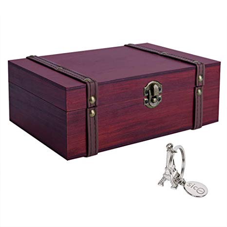 SICOHOME Treasure Box, 9.0" Wooden Box for Trinkets,Taro Cards,Gifts and Home Decor