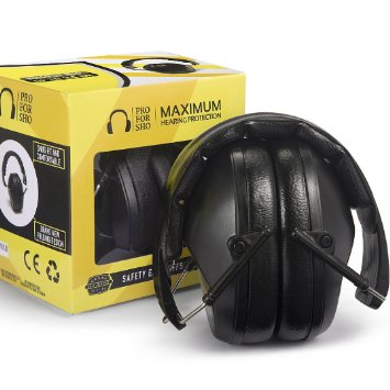 Pro For Sho 34dB NRR Noise Cancelling Shooting Ear Muffs - Special Designed Lighter Weight and Maximum Hearing Protection  Black
